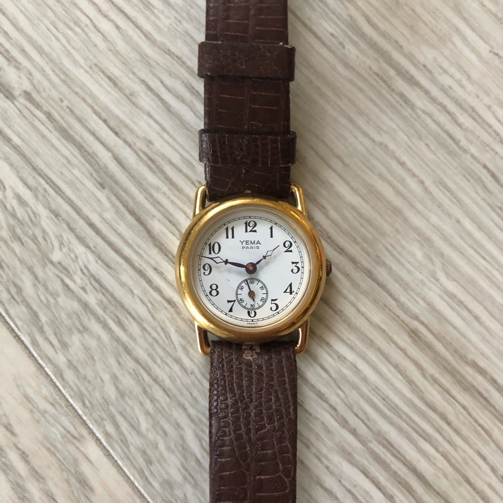 YEMA Women’s Gold-tone Brown Genuine Leather Watch